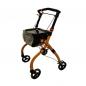 Preview: Antar Rollator HOLZOPTIK braun faltbar inkl. Stoffkorb und Tablett extra leicht Gehhilfe für zu Hause Indoor