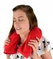 Preview: Nackenwärmflasche mit Flauschbezug rot