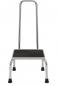 Preview: Trittstufe Metall mit Griff Tritthocker 23cm Höhe rutschfest 35x38cm Chrom
