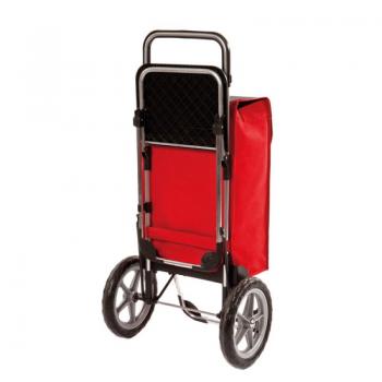Einkaufshilfe mit ausklappbarem Sitz und Kühlfach Trolley rot-schwarz