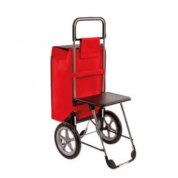Einkaufshilfe mit ausklappbarem Sitz und Kühlfach Trolley rot-schwarz