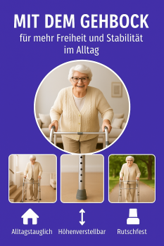 Gehbock faltbar Aluminium höhenverstellbar 2-in-1 Starr/Reziprok Gehhilfe silber bis 110kg