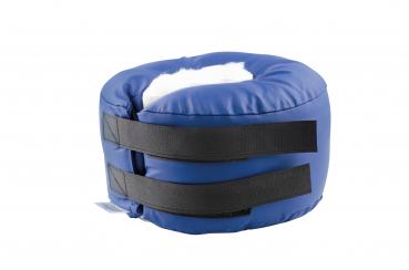 Fuß- & Fersenkissen rund – Ringkissen mit Felleinleger blau weiß