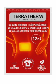 TerraTherm Körperwärmer 30 STÜCK – selbstklebende Wärmepads mit Naturstoffen 12h Bodywarmer