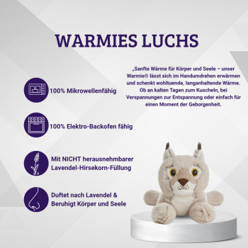 Warmies Luchs – Kuscheliger Wärmefreund mit Lavendelduft Duftkissen