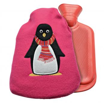 Kinderwärmflasche mit Flauschbezug PINGUIN Bettflasche Wärmekissen Thermo