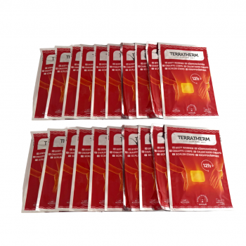 TerraTherm Körperwärmer 20 STÜCK – selbstklebende Wärmepads mit Naturstoffen 12h Bodywarmer