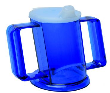 Trinkbecher "HANDYCUP" blau-transparent