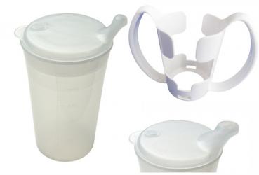 Trinkbecher-Set Tee und Brei mit Halter, kurzes Mundstück, TRANSPARENT