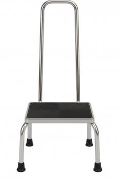 Trittstufe Metall mit Griff Tritthocker 23cm Höhe rutschfest 35x38cm Chrom