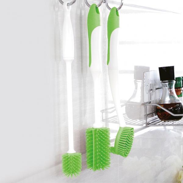 UPP Silikon Bürsten 3-er SET grün Spülbürste Flaschenbürste Reinigungsbürste Abwaschbürste Babyflasche