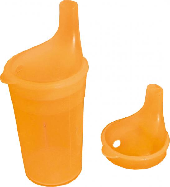 Trinkbecher-Set Tee und Brei mit Halter, langes Mundstück, orange