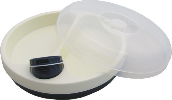 Warmhalteteller blau-weiß Kunststoff Teller Ø22cm mit Wasserfüllung spülmaschinenfest