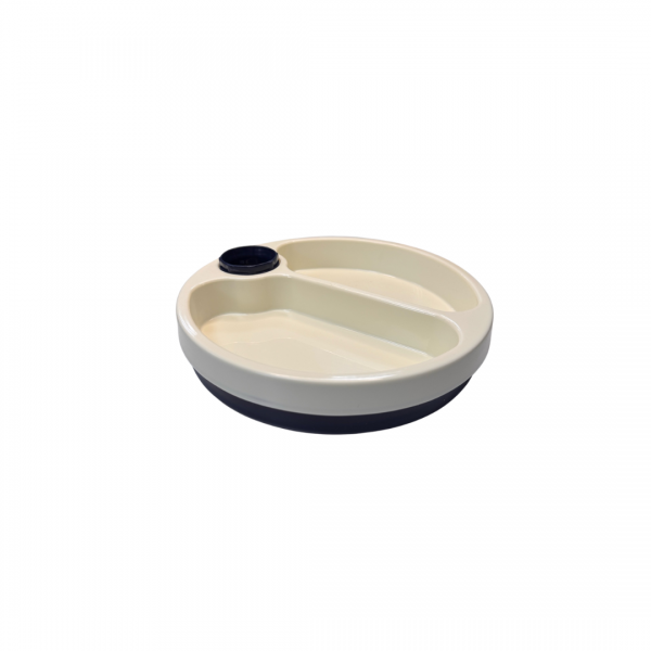 Warmhalteteller blau-weiß Kunststoff Teller Ø22cm mit Wasserfüllung spülmaschinenfest