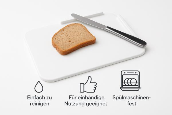 Brotschmierbrett Extra Kunststoff Weiß 26x18 cm mit Rand & Antirutsch