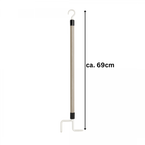An- und Ausziehstab Deluxe 69 cm HELLGRAU Holzstab mit Doppelhaken für Kleidung & Schuhe Anziehhilfe