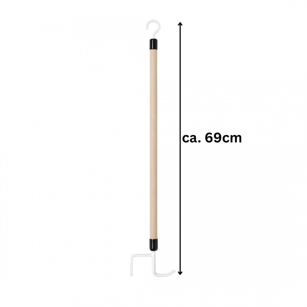 An- und Ausziehstab Deluxe 69 cm BEIGE Holzstab mit Doppelhaken für Kleidung & Schuhe Anziehhilfe