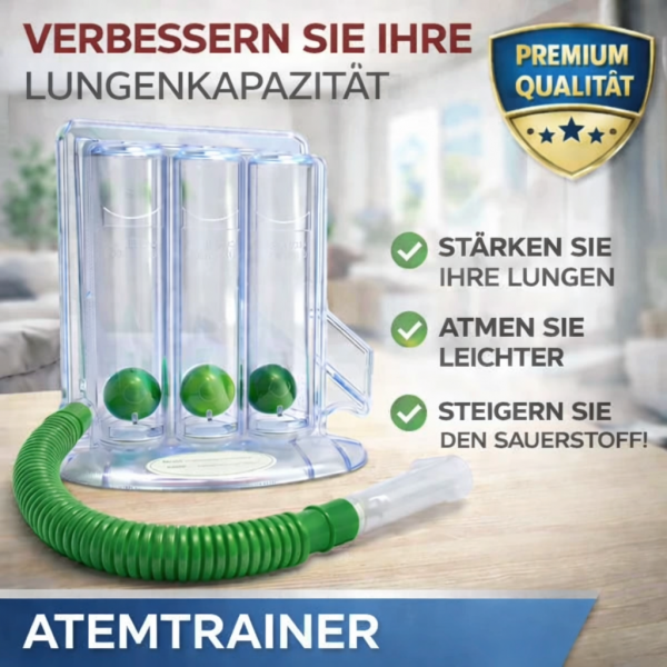 Atemtrainer 3-Kammer System – Atemgymnastik Lungentrainer blau transparent