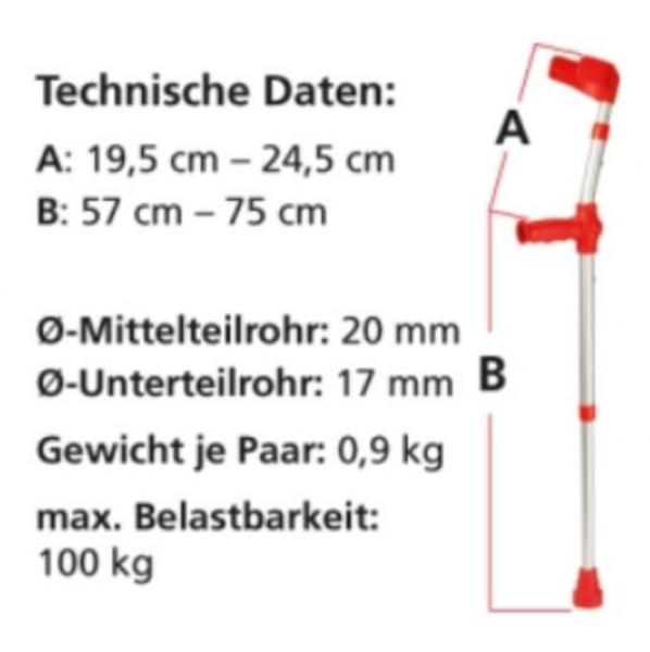 Kinder-Unterarmgehstütze Krücke Gehhilfe 1 Stück Leichtmetall, blau