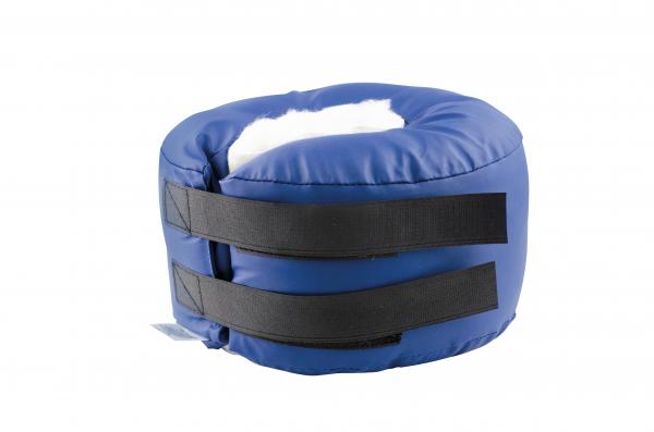Fuß- & Fersenkissen rund – Ringkissen mit Felleinleger blau weiß