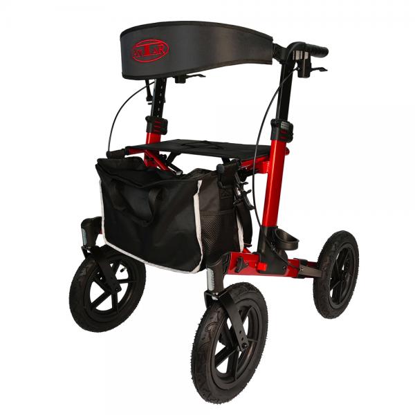 Antar AT51045 Outdoor Rollator Premium inkl. Rückengurt Rollatortasche Gehstock- und Getränkehalter