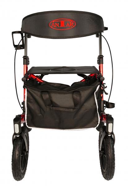 Antar AT51045 Outdoor Rollator Premium inkl. Rückengurt Rollatortasche Gehstock- und Getränkehalter