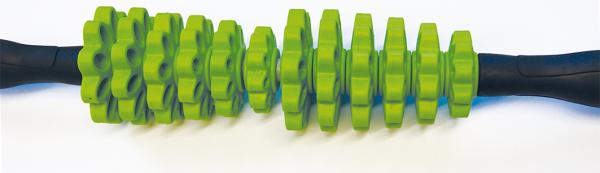 Massagerolle mit Griff verstellbar 12 Ringe Faszienmassage 43 cm schwarz/grün