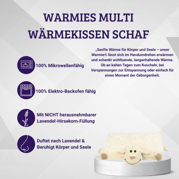 Warmies Multi Wärmekissen Schaf – Lavendel Wärmetier Mikrowellenfähig