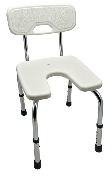 Duschhocker STANDARD mit Hygieneausschnitt MIT Rückenlehne
