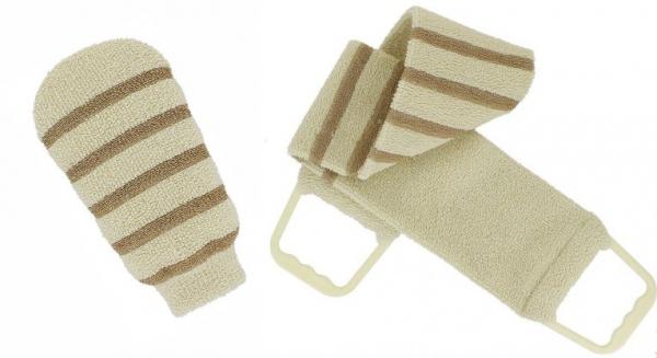 Riffi Massage-SET 2-teilig Massagehandschuh + Massagegurt, beige-braun