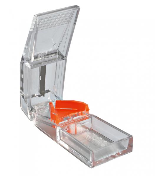 Tablettenteiler klarsicht  transparent-orange Pillenteiler Tablettenzerteiler