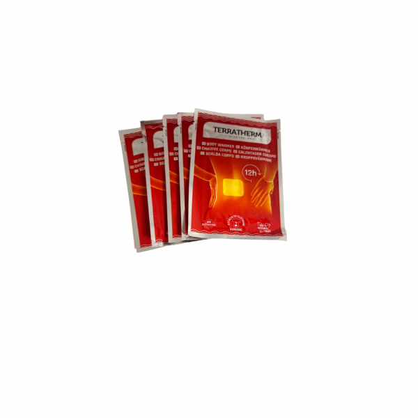 TerraTherm Körperwärmer 5 STÜCK – selbstklebende Wärmepads mit Naturstoffen 12h Bodywarmer