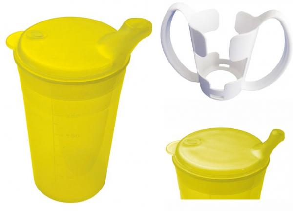 Trinkbecher-Set Tee und Brei mit Halter, kurzes Mundstück, gelb