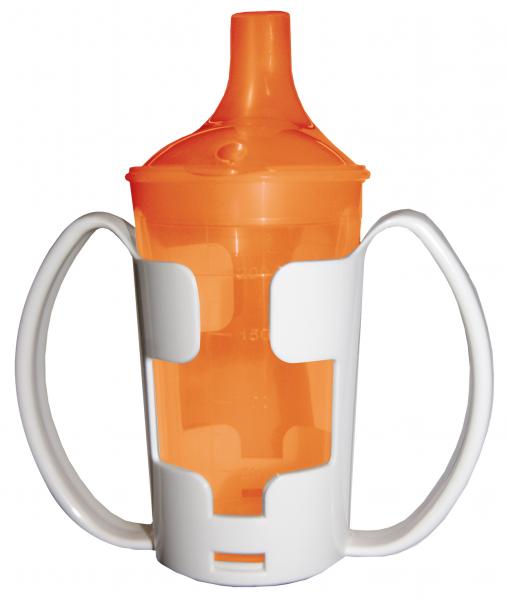 Trinkbecher-Set Tee und Brei mit Halter, langes Mundstück, orange