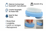 Handbürste Nagelbürste Bürste mit 2 Saugnäpfen blau/weiß Kunststoff ca. 10x5 cm