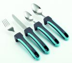 Besteck-Set AUTONOM 4-teilig ergonomisch grau-türkis Edelstahl spülmaschinenfest