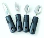 Besteck-Set PRAKTISCH 4-teilig ergonomisch schwarz Edelstahl spülmaschinenfest