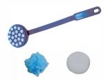 Lotion-Creamer SET dunkelblau mit Badeschwamm und Badeblume Waschhilfe