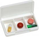 Tablettendose klein 3-Fächer Pillendose Medikamentenbox Dosierer weiß