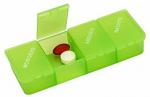 Tablettendose Pillendose, 4-geteilt, mit Klappdeckel, grün-transparent
