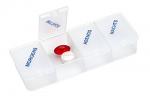 Tablettendose Pillendose, 4-geteilt, mit Klappdeckel, weiß-transparent