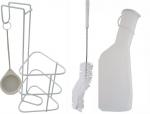 Urinflaschen-Set  Urinflasche Halter + Deckel + Bürste, milchig